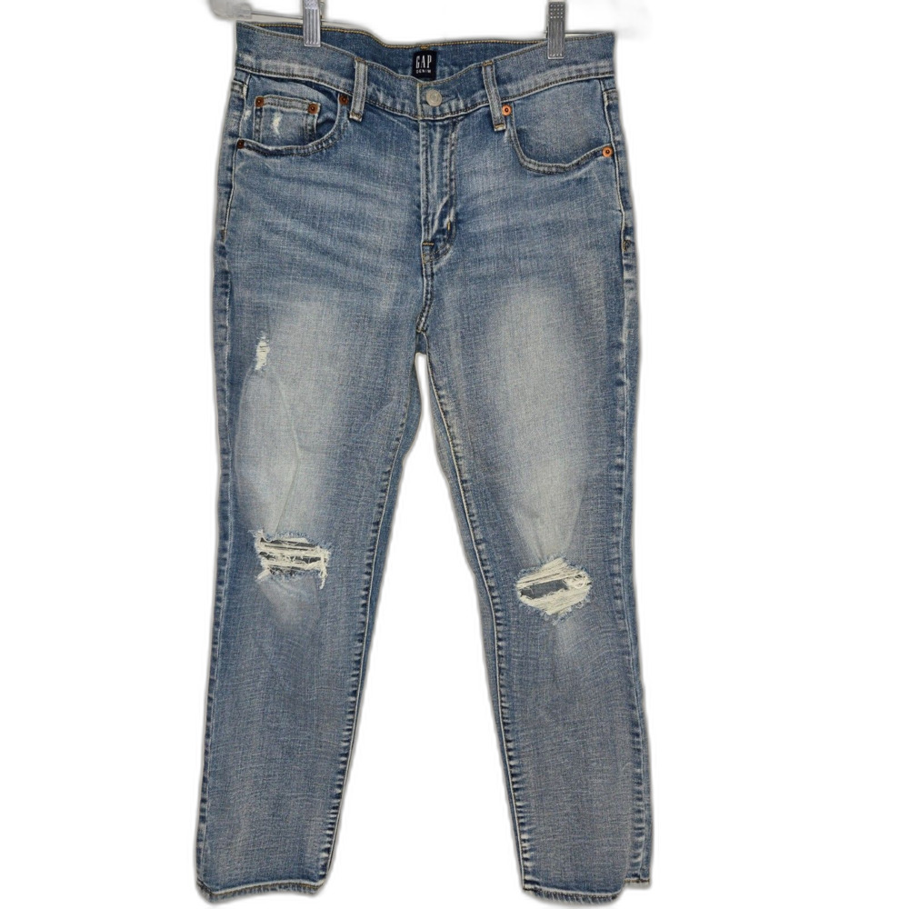 GAP 1969 Best Girlfriend Jeans | Women's Size 27 | Light Indigo Distressed Denim